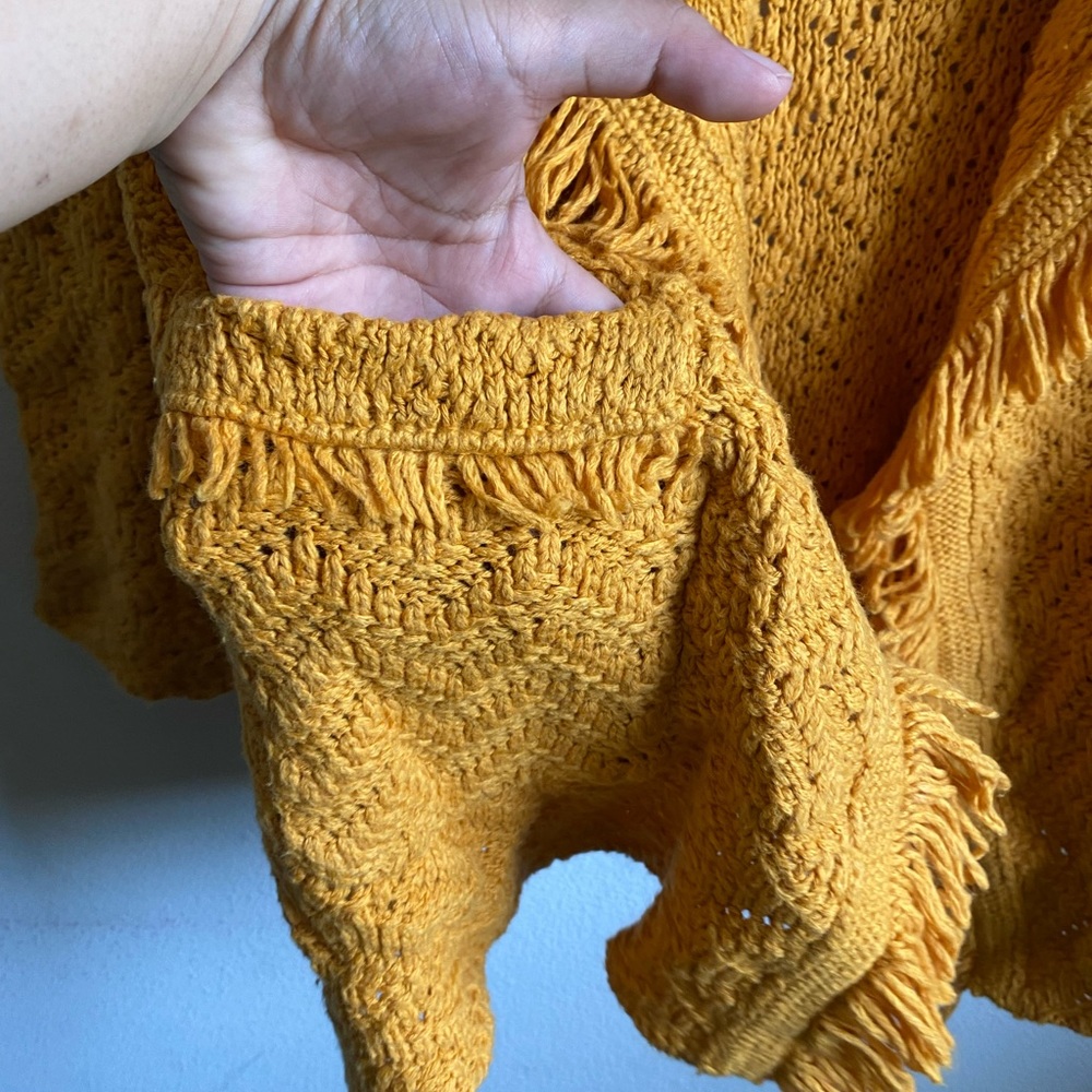 Anthropologie Angel of the North Chevron Cardigan Mustard Yellow SP - Picture 5 of 8